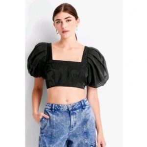 Size 6 Future Collective Black Floral Crop Top